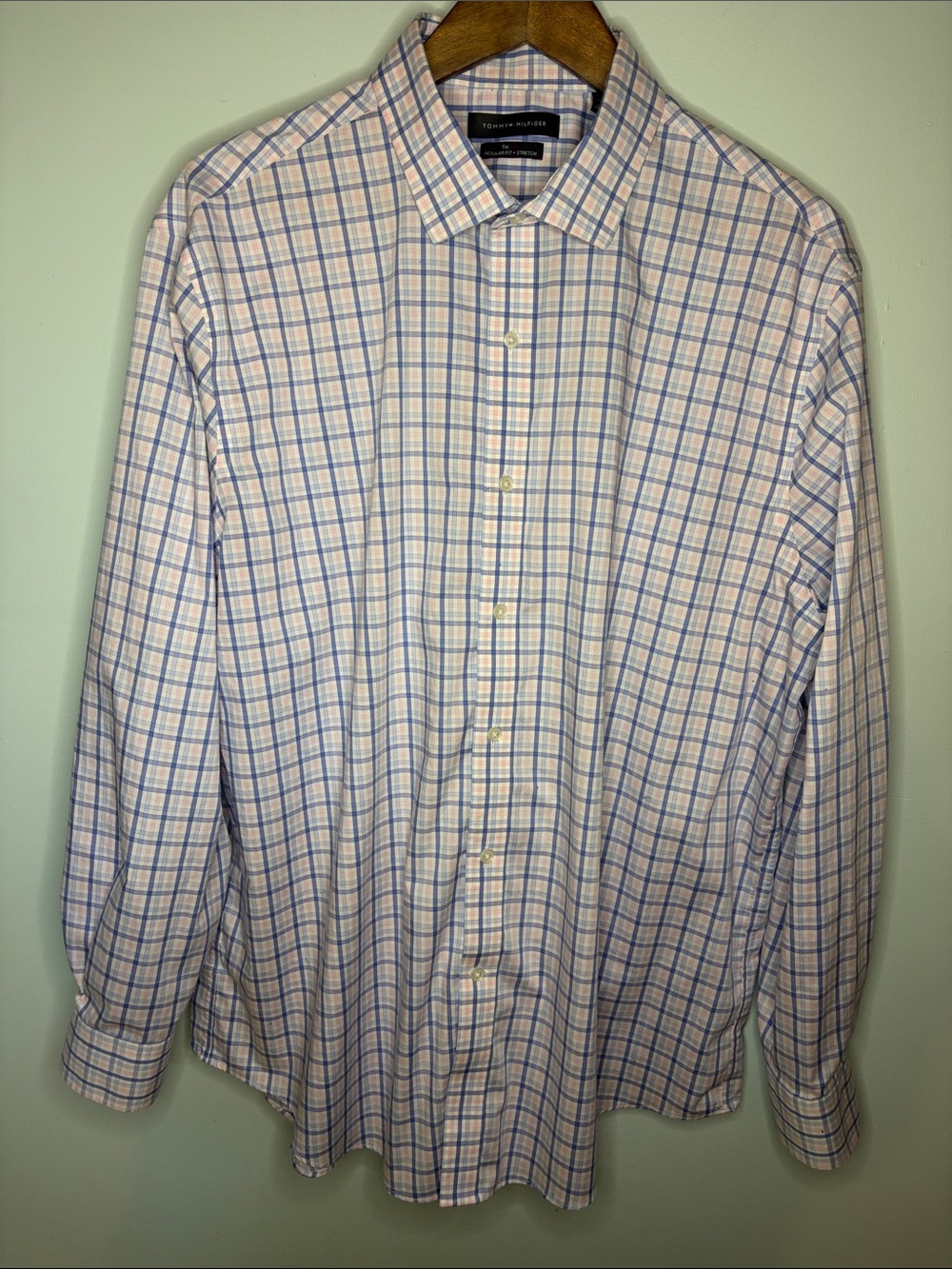 Tommy Hilfiger THFlex Regular Fit Stretch Button Down Shirt White Plaid XL